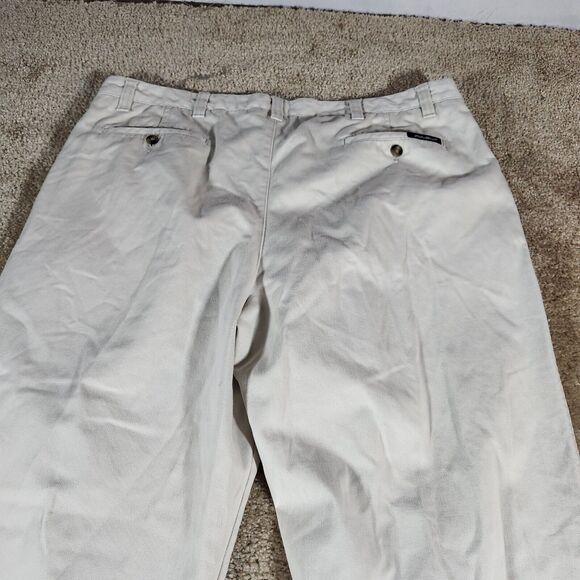 Vintage Eddie Bauer Ruston Fit Mens Dress Pants 42x32 Beige Cotton Pleated #44 - Picture 6 of 10